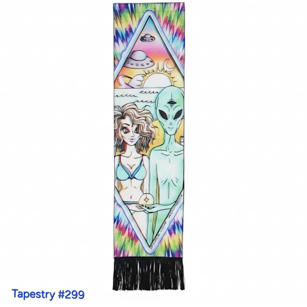 Alien‎ Tapestry Wall Hanging Trippy Art Woman UFO Space Decor